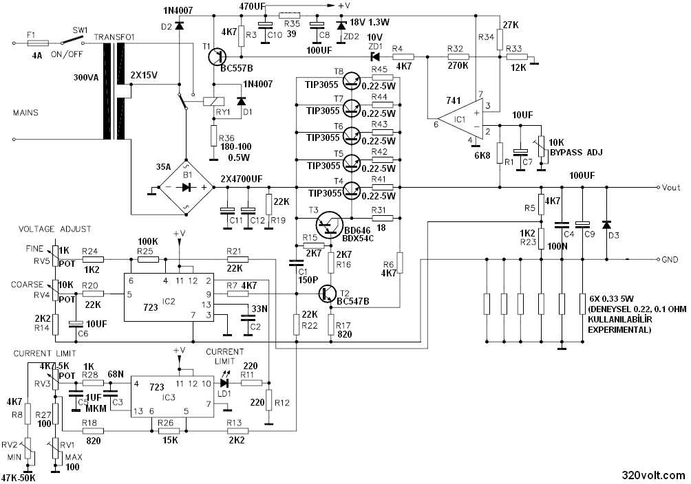 0 30v 10a variable power supply circuit diagram