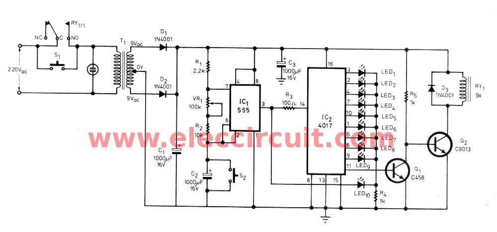 100 led running light circuit diagram