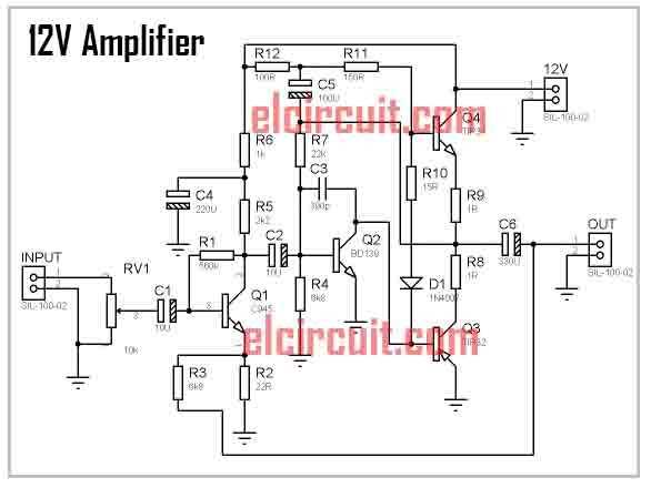 12v audio amplifier schematic diagram