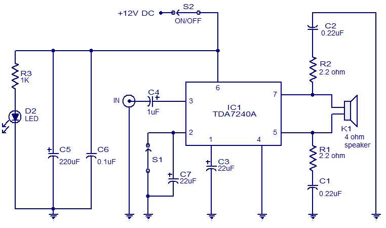 12v audio amplifier schematic diagram