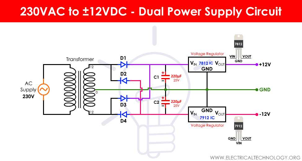 12v power supply circuit diagram with led