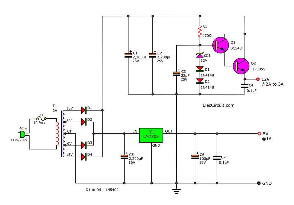 12v to 5v circuit diagram