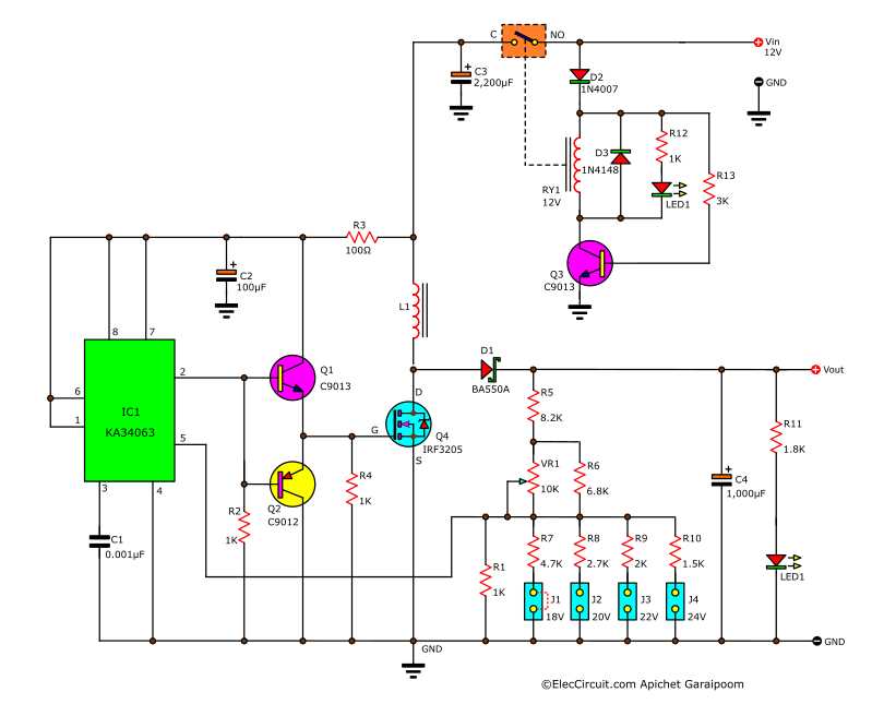 19v to 12v dc converter circuit diagram
