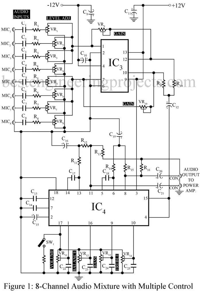 2 channel audio mixer circuit diagram
