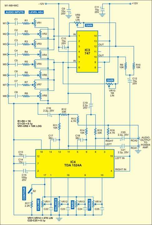 2 channel audio mixer circuit diagram