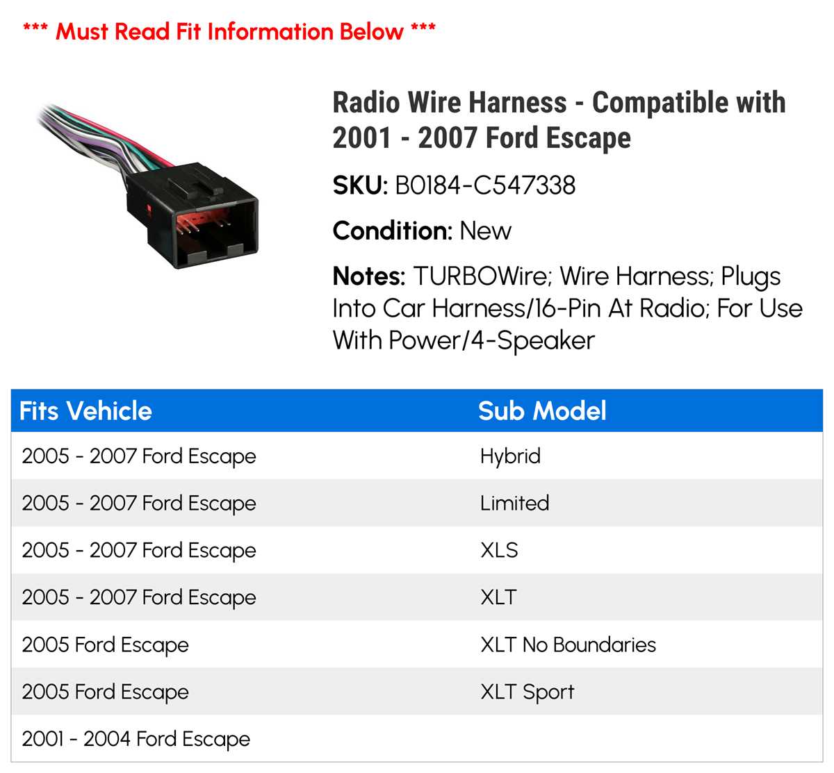 2002 ford escape radio wiring diagram
