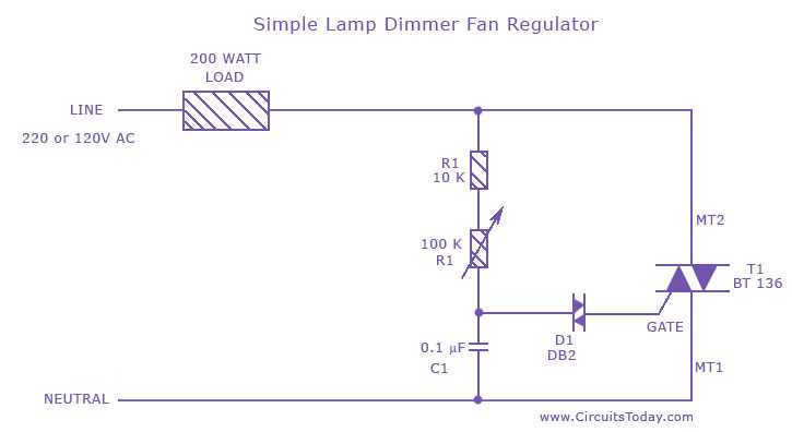 220v light dimmer circuit diagram