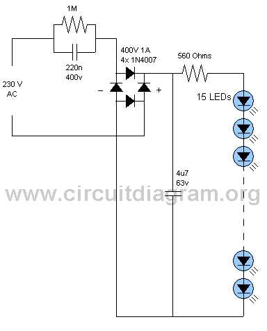 240v led light circuit diagram