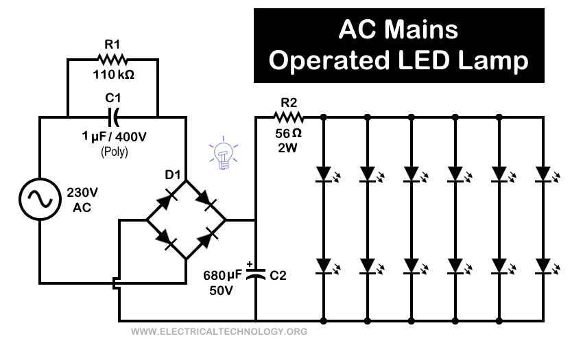 240v led light circuit diagram