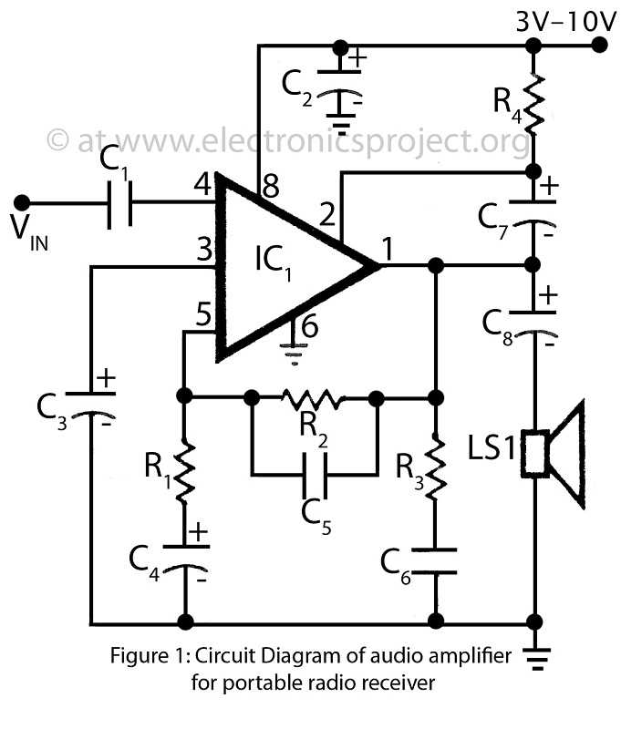 3v audio amplifier circuit diagram