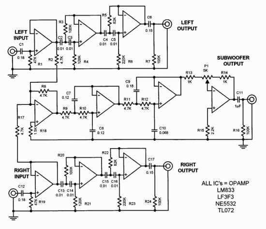 4558 low pass filter circuit diagram