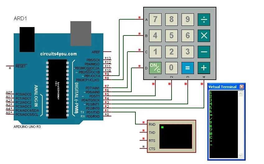4x4 matrix keypad circuit diagram