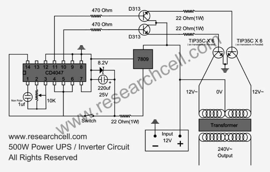 500w inverter circuit diagram