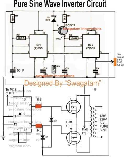 500w pure sine wave inverter circuit diagram