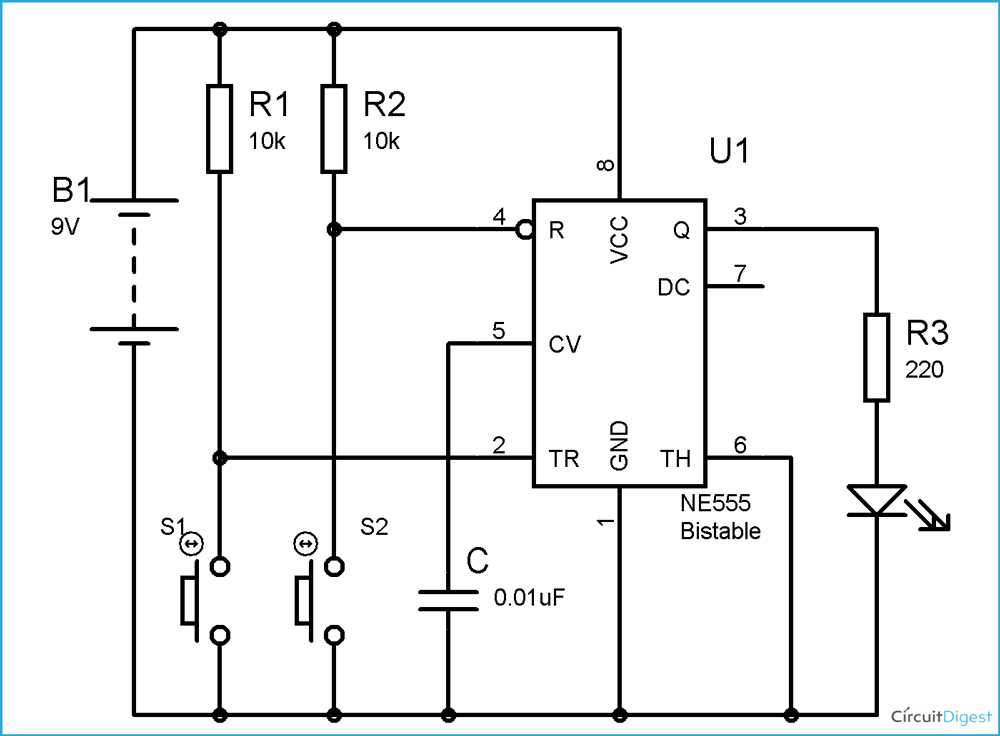 555 timer bistable circuit diagram