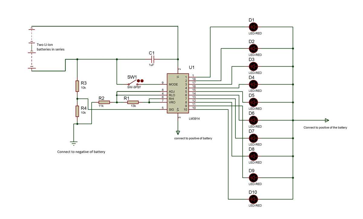 9v battery level indicator circuit diagram
