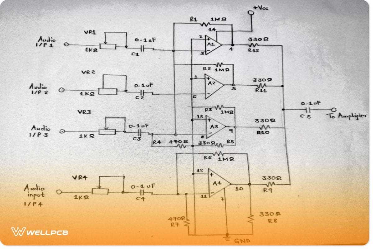 audio amp schematic diagram