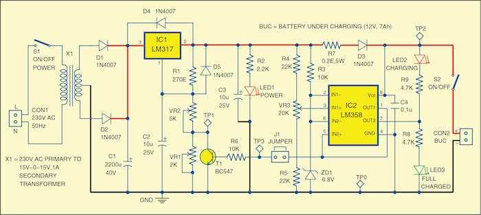 automatic 12v lead acid battery charger circuit diagram
