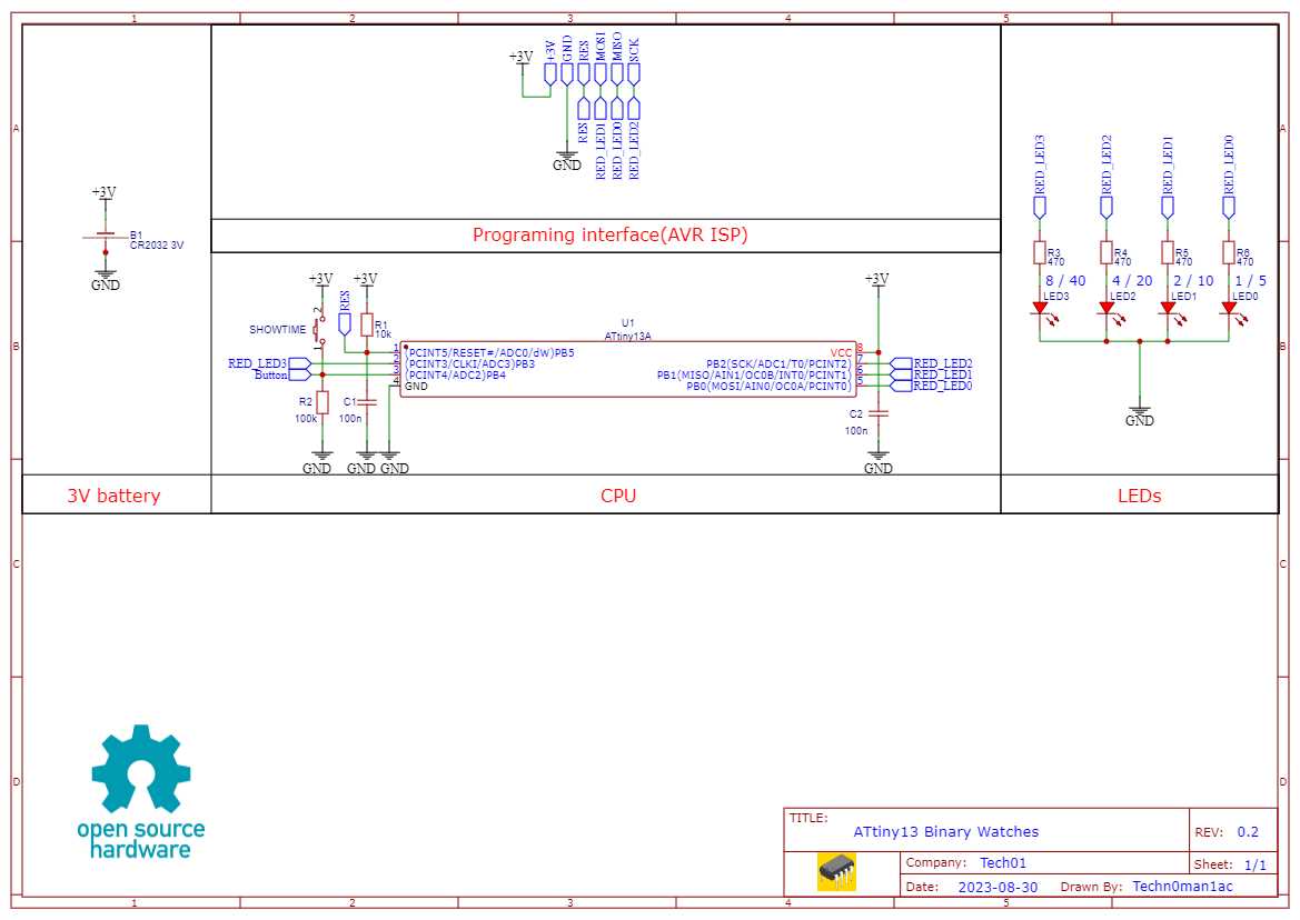 binary clock schematic diagram
