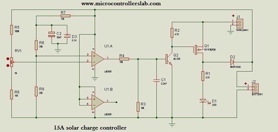 circuit diagram for solar charge controller