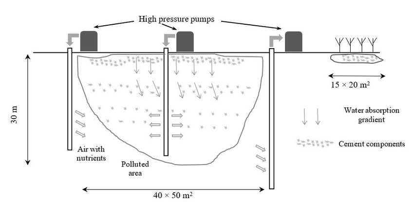 detail schematic diagram of soil bioremediation