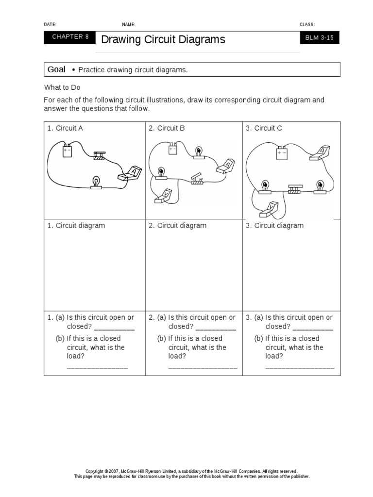 drawing circuit diagrams worksheet answers