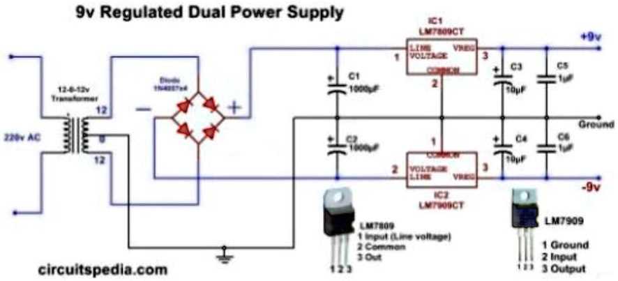 dual power supply circuit diagram with explanation
