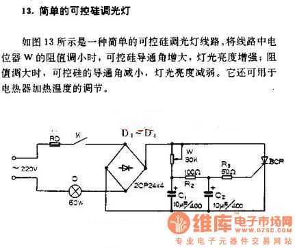 electrical circuit diagram for a typical scr based light dimmer