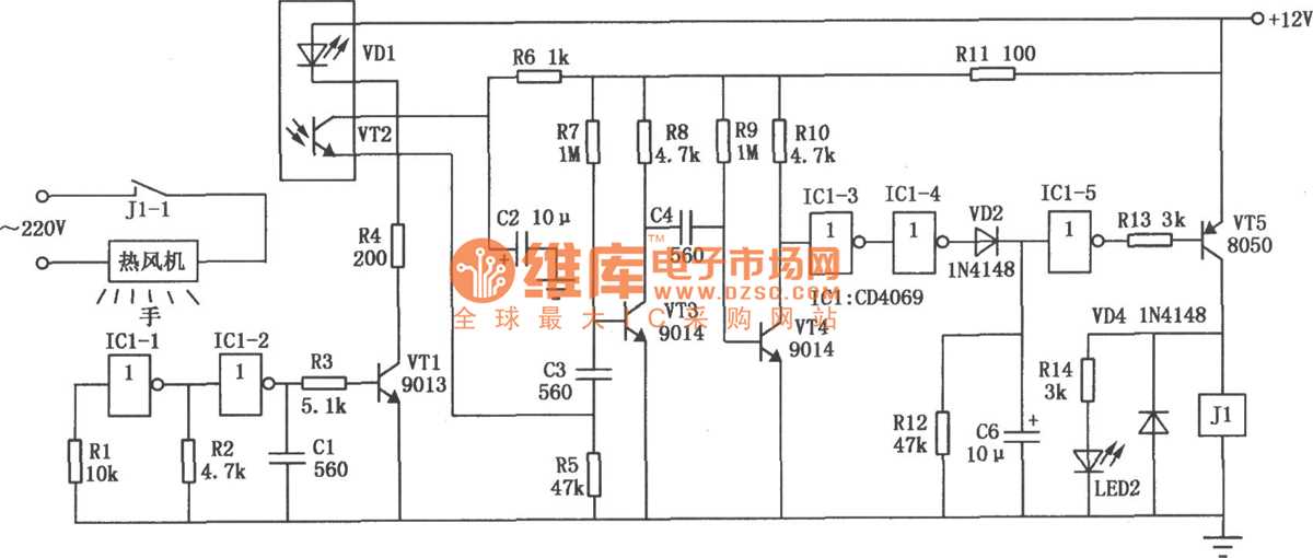 hand dryer circuit diagram