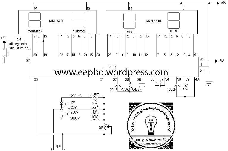icl7107 ammeter circuit diagram