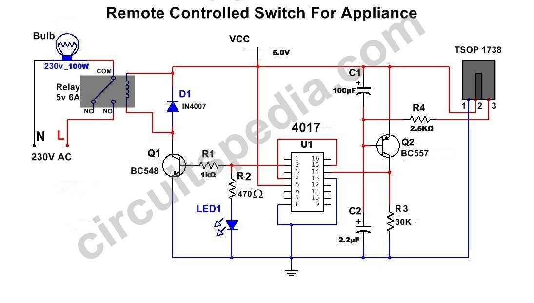 infrared remote control switch circuit diagram