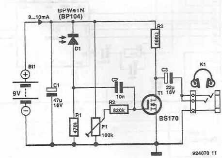 ir audio transmitter and receiver circuit diagram
