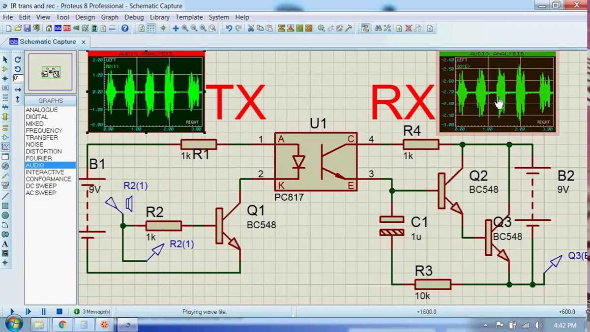 ir audio transmitter and receiver circuit diagram