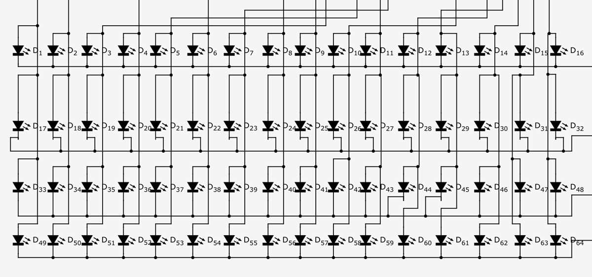 led cube 4x4x4 arduino circuit diagram