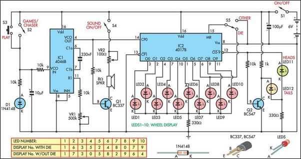 led light chaser circuit diagram