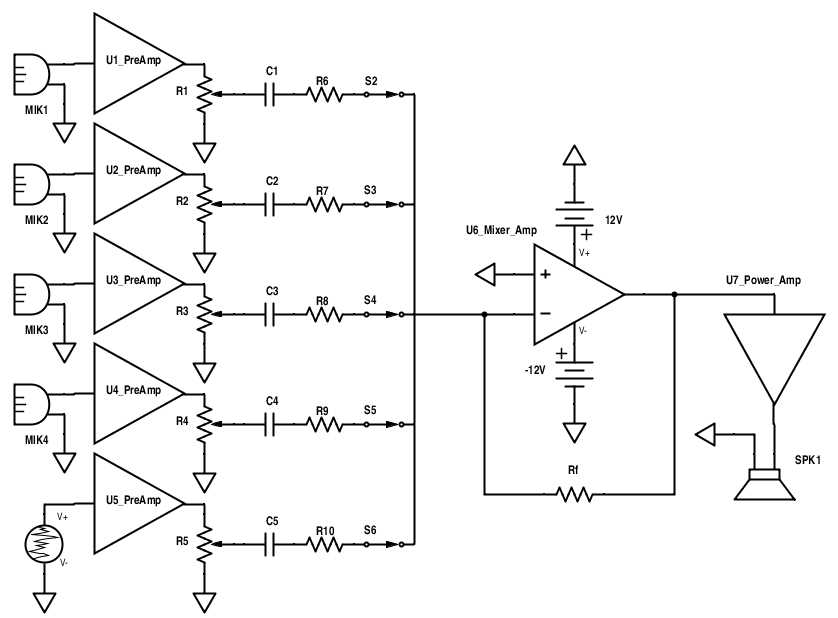 mixer schematic diagram with pcb layout