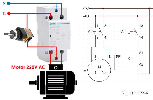 schematic contactor wiring diagram single phase