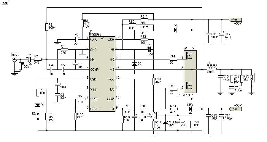 schematic diagram amplifier class d