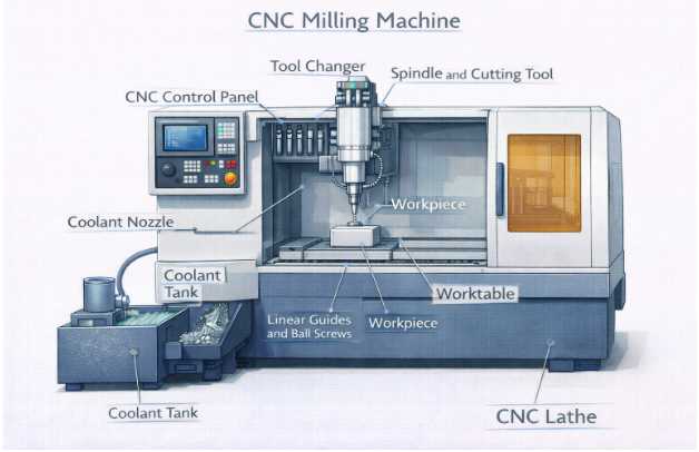schematic diagram of cnc milling machine