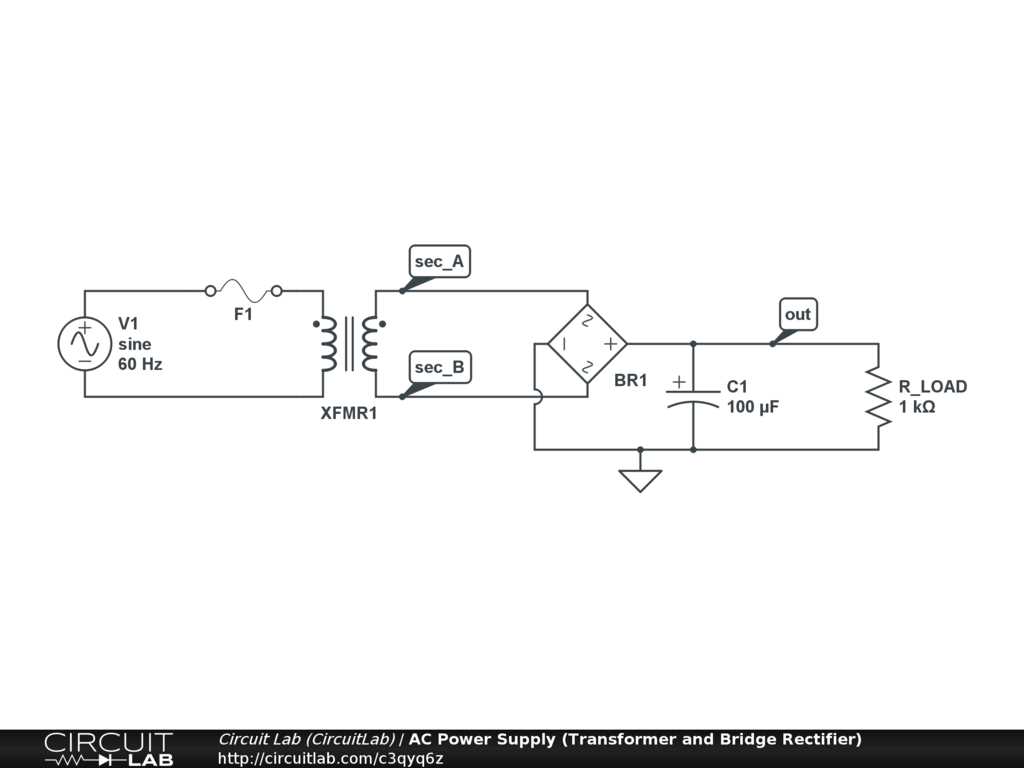 schematic diagram of full wave power supply