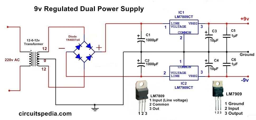 schematic diagram of regulated and unregulated power supply