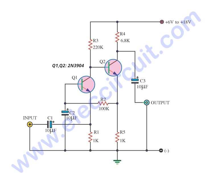 schematic diagram of the amplification circuits.