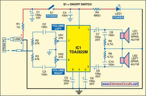 simple 5v audio amplifier circuit diagram