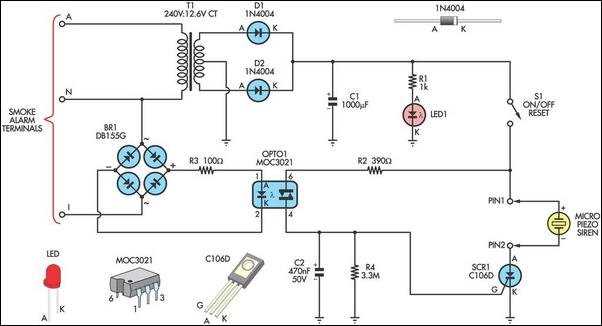 smoke sensor circuit diagram