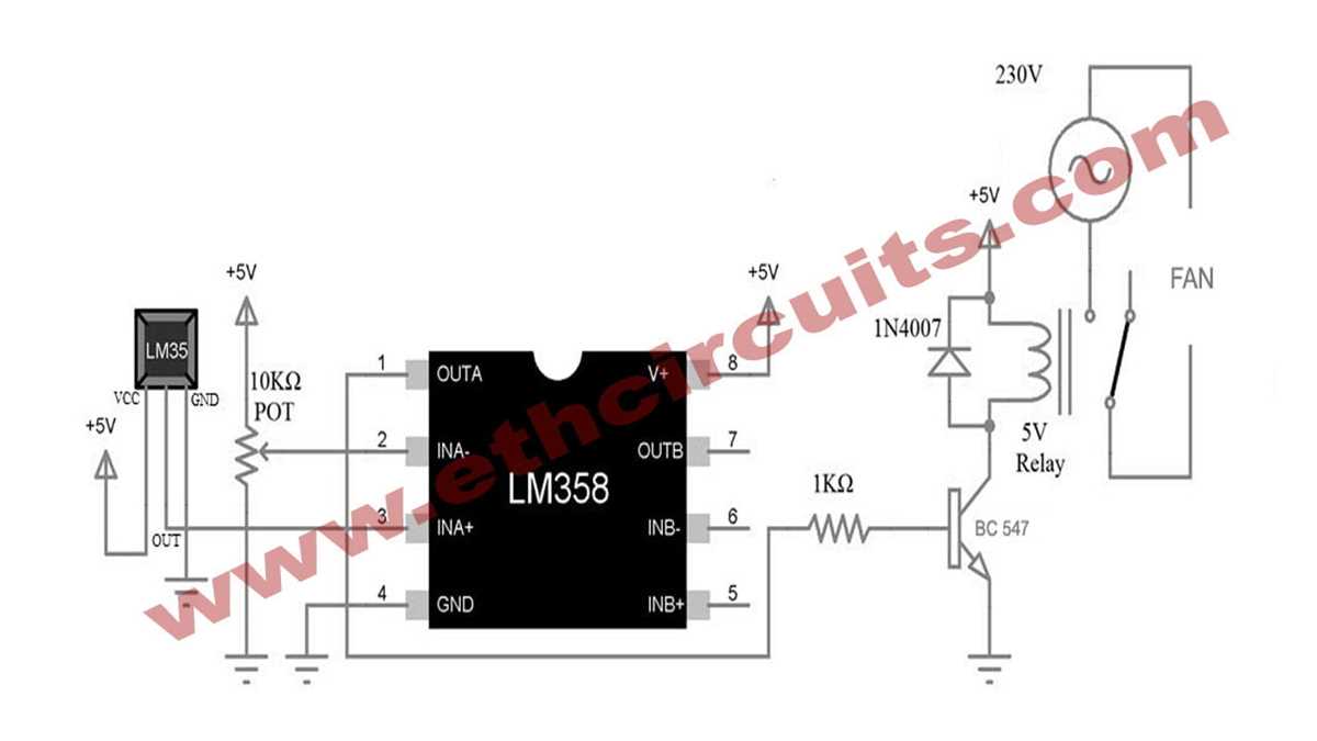 temperature controller circuit diagram with relay