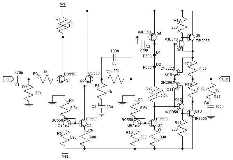 tip3055 amplifier circuit diagram