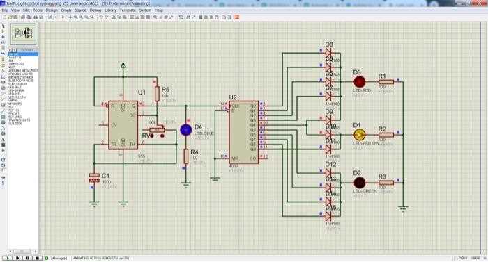 traffic light circuit diagram using 555 timer