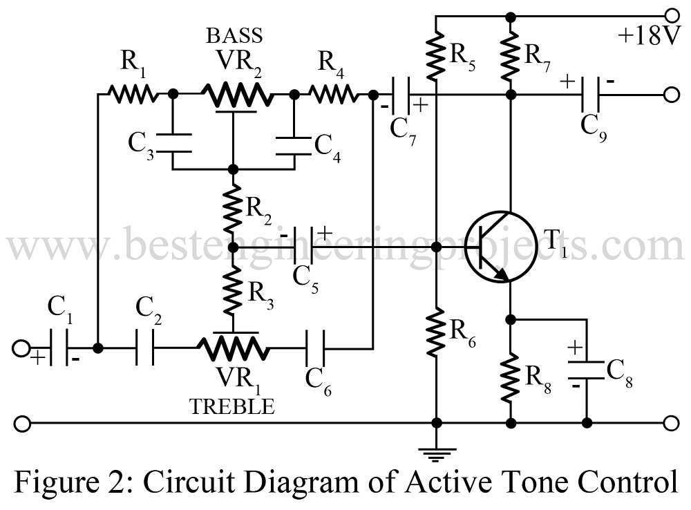 transistor tone control circuit diagram