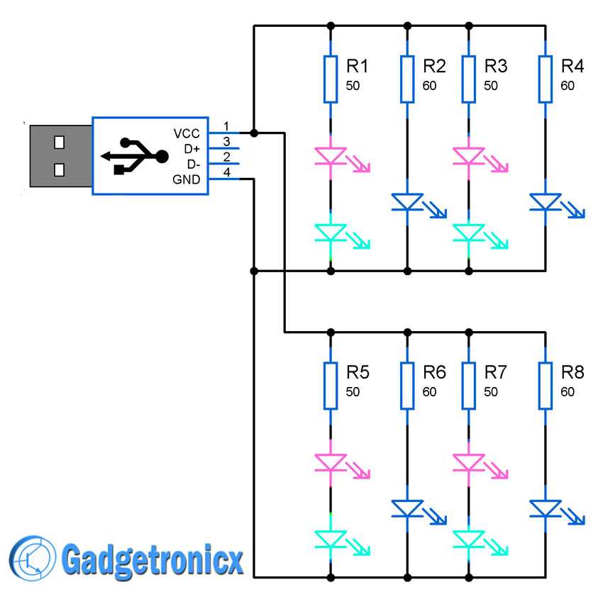 usb led light circuit diagram
