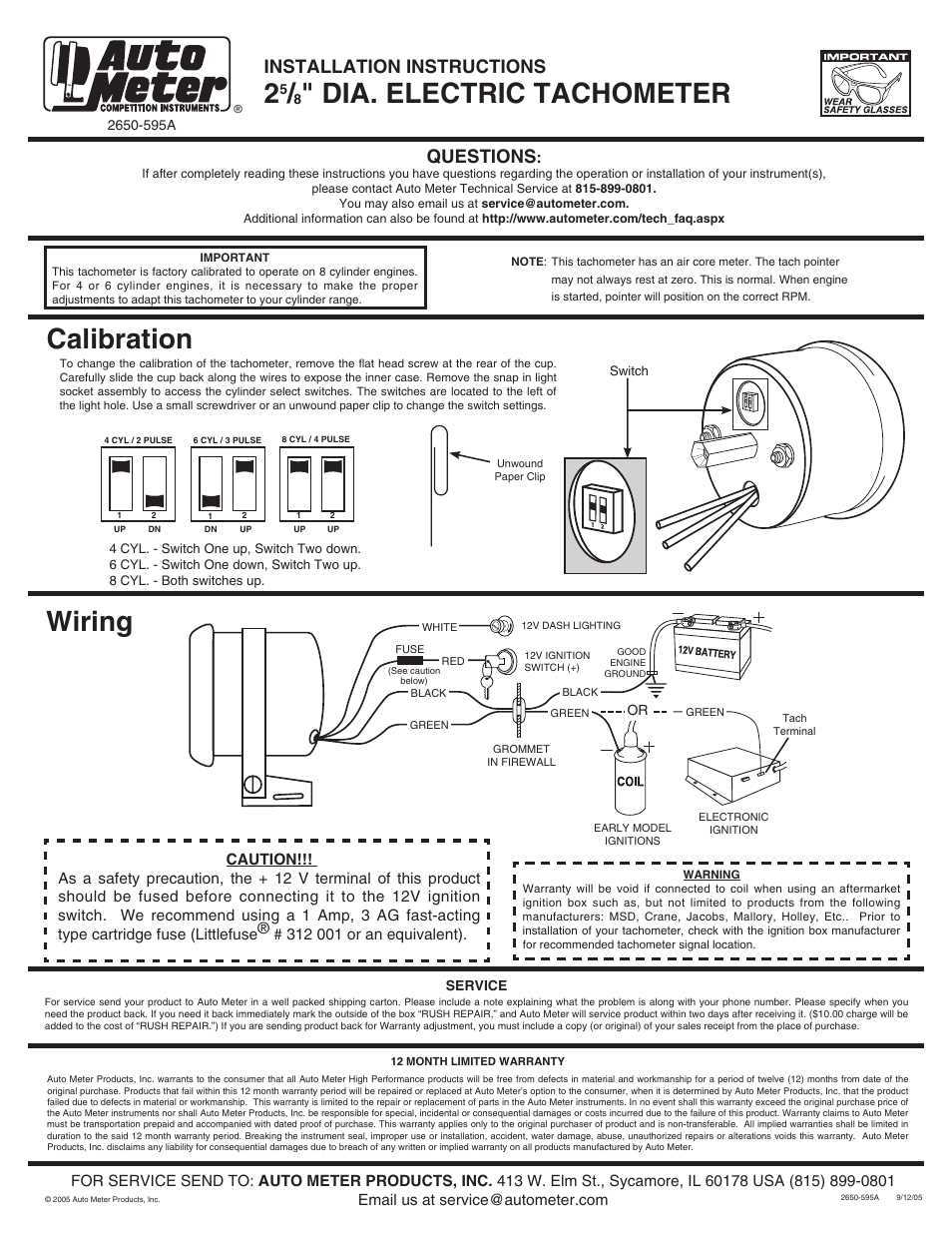 wiring diagram autometer tach